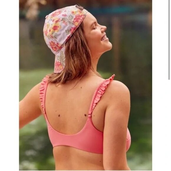 Aerie ruffle scoop bikini top size M in coral NWT - Picture 8 of 8